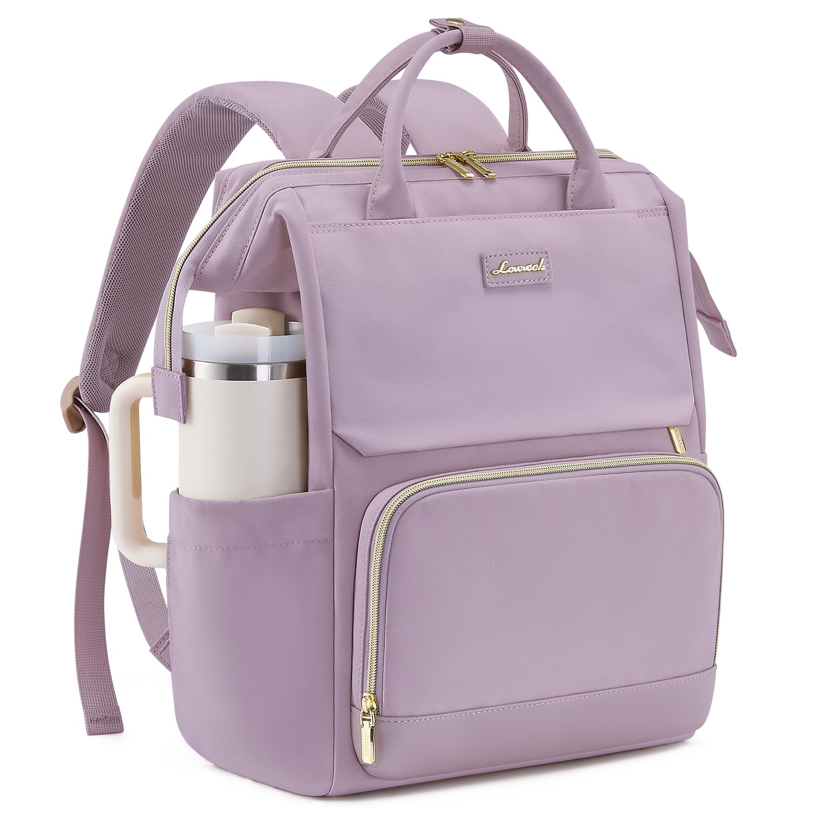 LOVEVOOK Laptop Backpack with Giant Tumbler Holder Pocket