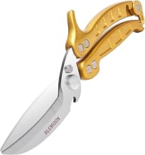 Kitchen Scissors Heavy Duty,Spring Loaded Kitchen Shears with Serrated Edge,Detachable as a Cleaver,Multipurpose Stainless Steel Sharp Utility Food Scissors for Chicken,Poultry,Fish,Herbs,Gold