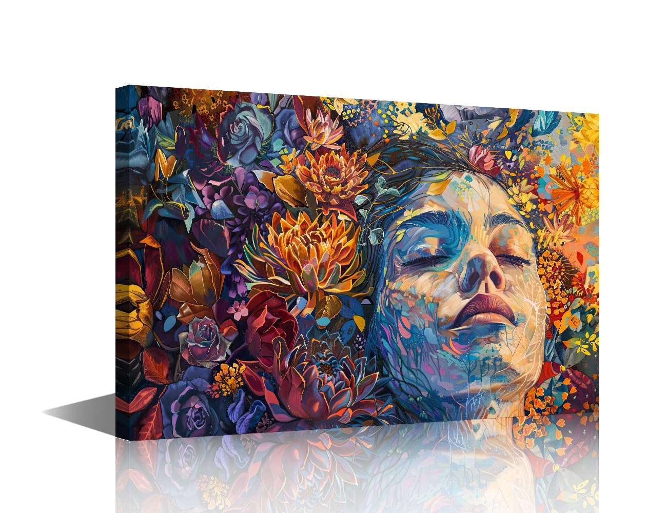 TISHIRON Flower Woman Pictures for Bedroom Wall Decor Face Painting Canvas Painting Wall Art Women Wall Art Canvas Art Wall Decorations Office Wall Decor Framed Wall Arts & Crafts, 30x45cm