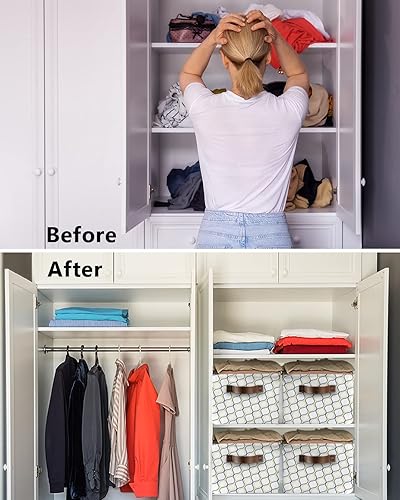 Miniatura 3 de Cesta de almacenamiento de moire azul y amarillo para organizar estantes, cajas de almacenamiento plegables con asa, arte abstracto geométrico