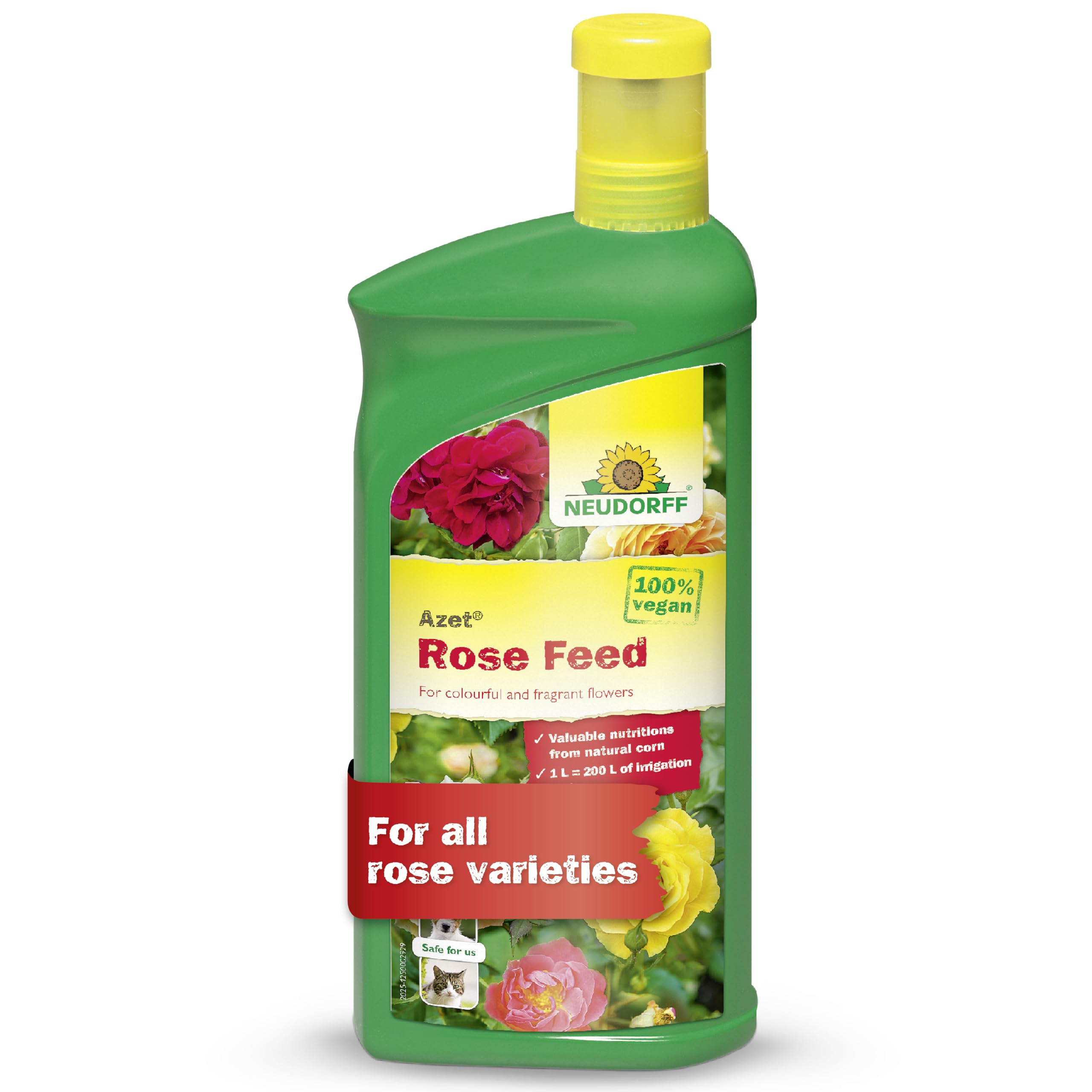 Neudorff Azet Rose Feed – Organic liquid fertiliser for colourful and fragrant roses and flowers on balcony and in the garden. 100% vegan, 1 litre