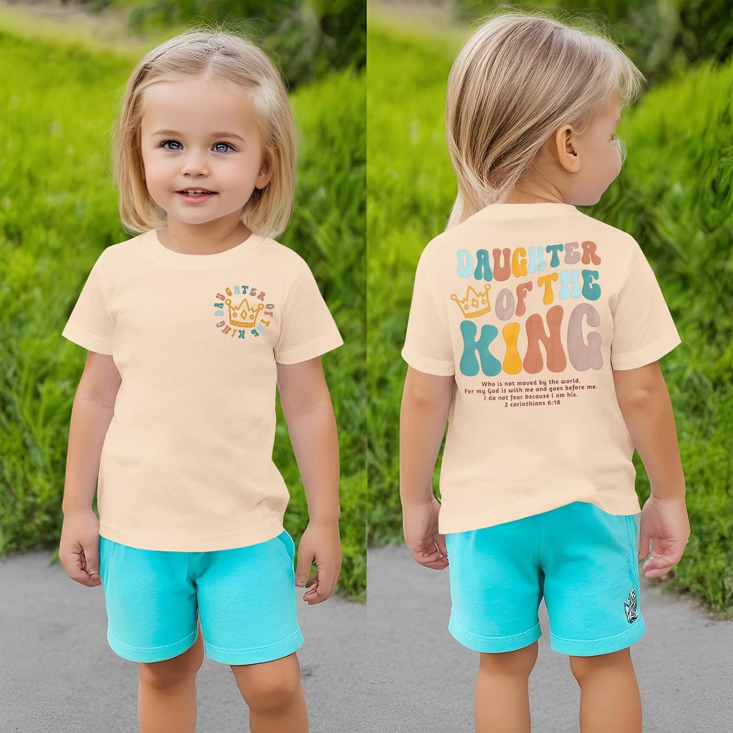 CM C&M WODRO Daughter of The King T-Shirt Toddler Baby Girl Christian Crown Graphic Shirt Short Sleeve Summer Tee Tops - Image 3