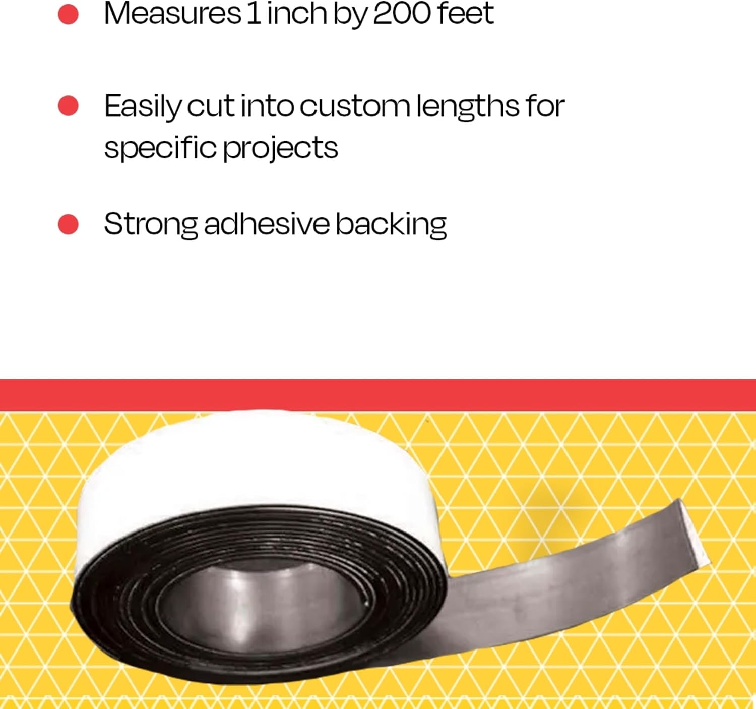 School Smart Magnetic Tape Roll, Adhesive Backed, 1 Inch x 200 Feet