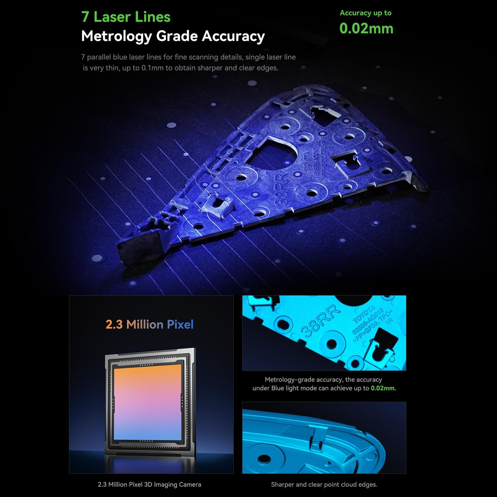 Creality Scanner 3D CR-SScan, Raptor per stampanti 3D multiriga, con tecnologia Blue & NIR, precisione 0,02 mm, tracciamento anti-agitazione, supporta oggetti da 5 a 2000 mm per Windows Mac