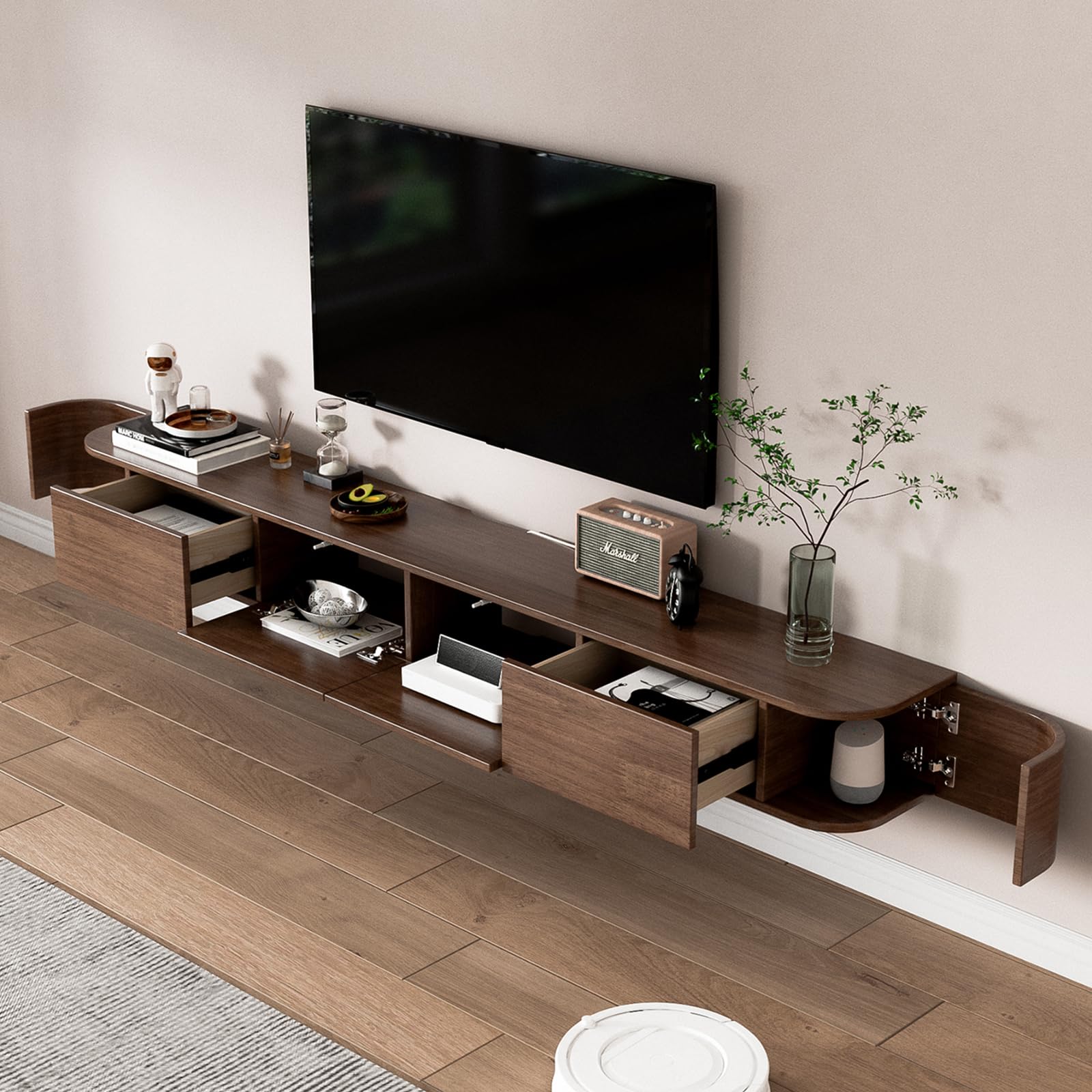 TV-Schrank weiß,Lowboard hängend,Schwebender Fernsehschrank,Sideboard Hängeschrank Fernsehtisch für Wohnzimmer, Schlafzimmer, Esszimmer