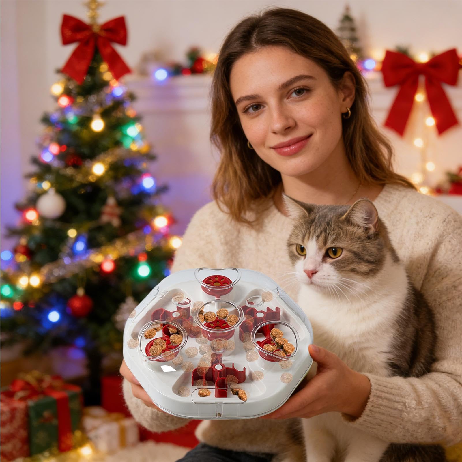Giocattolo Puzzle Per Cani Mangia Lento Con Fori Per Bocconcini | Dispensante Premi con Fori per Snack Per Addestramento Masticazione Noia Mentale Domestico Cuccioli Razze Medie