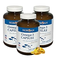NORSAN Olio di pesce Omega 3 Capsule 3×120 pz I 1.500 mg Fish Oil Omega 3 Ifos Senza ritorno di gusto I Omega tre capsule facili da deglutire I Integratore omega 3 naturale da pesca sostenibile