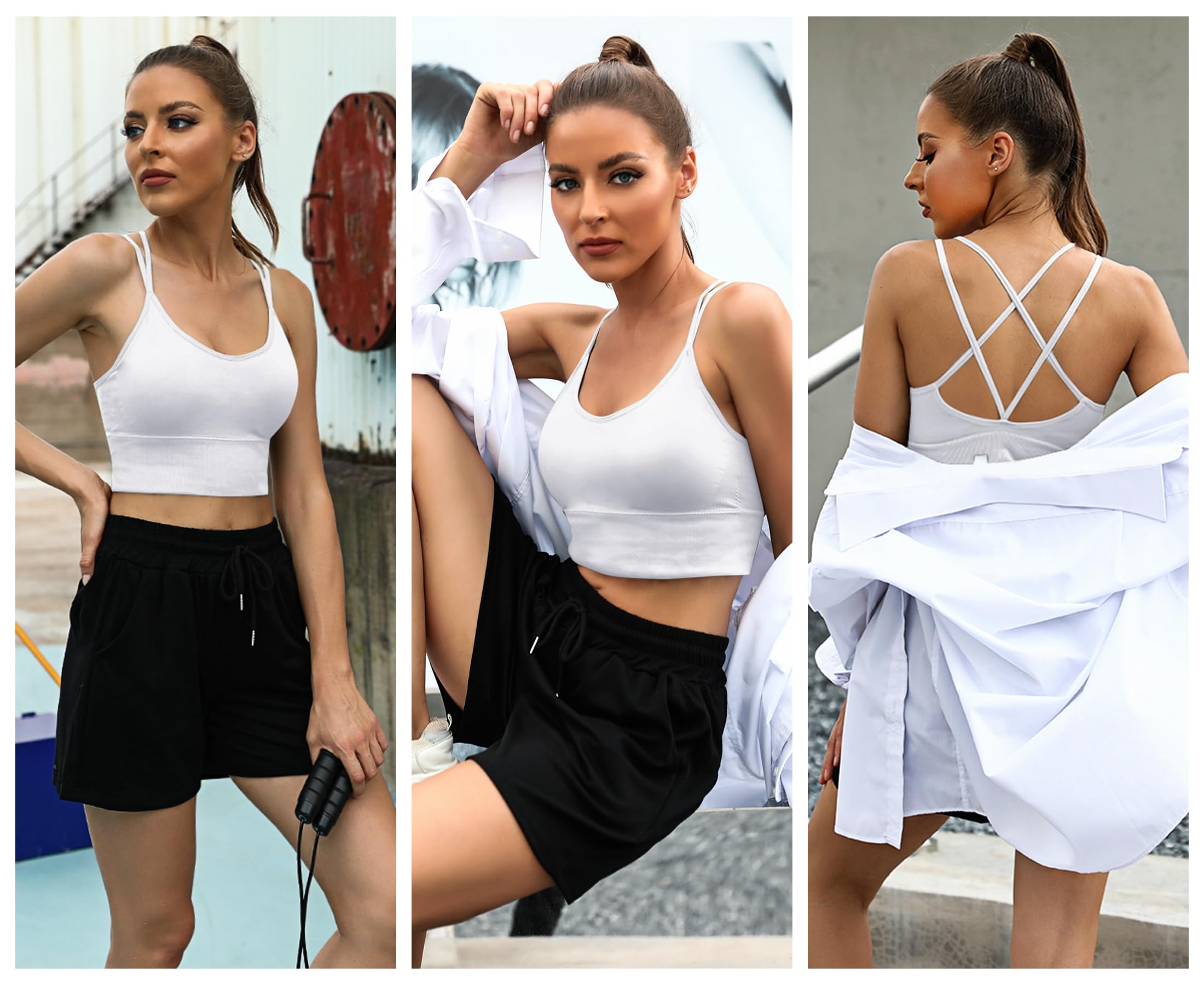 Sykooria Reggiseno Sportivo Donna Top Reggiseno Donna Senza Ferretto con Imbottito Top Donna Fitness Supporto Bustino per Yoga Running S-XL