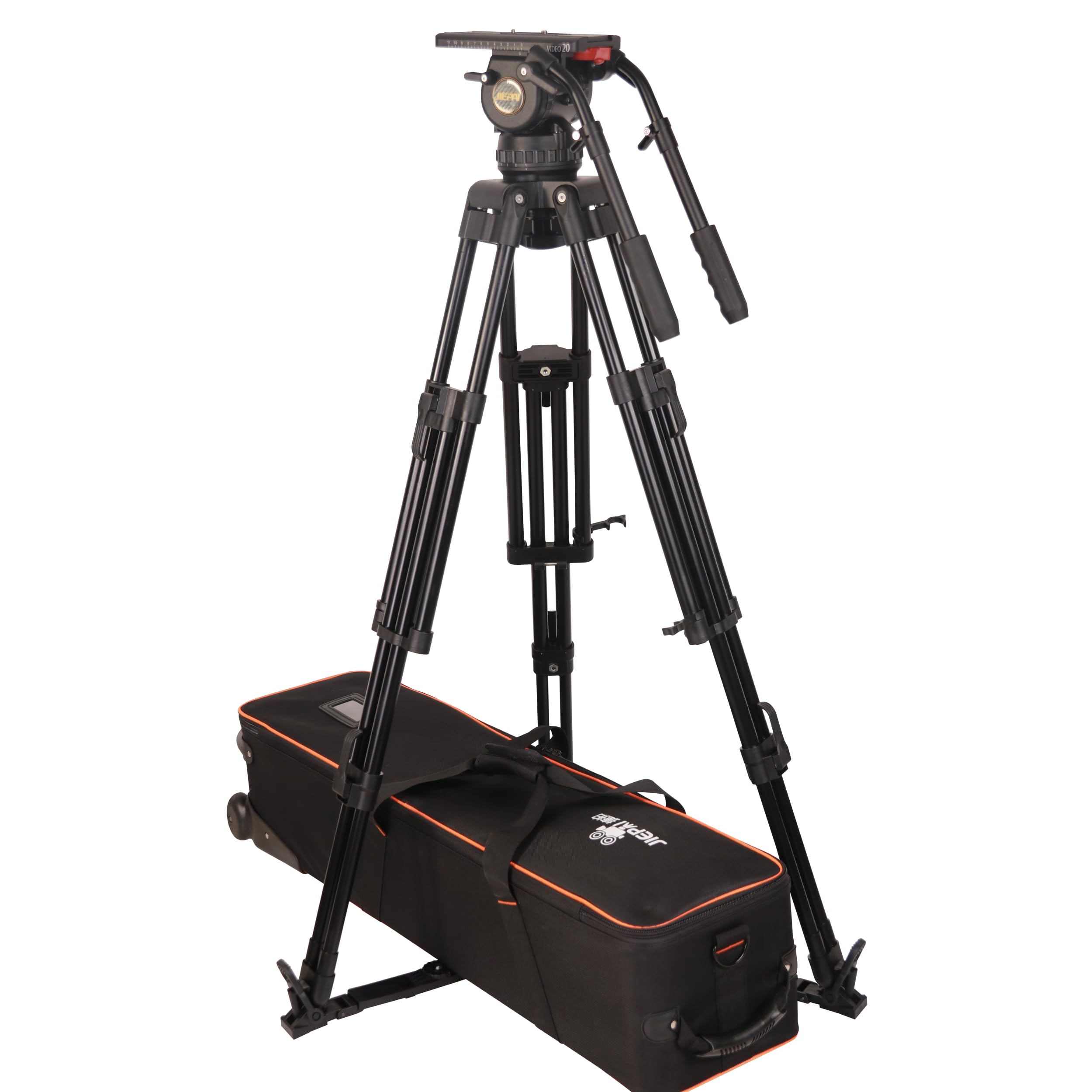 JoyFoto JIEPAI V20T Pro Heavy Duty Tripod Carbon Fiber Video Camera Tripod 100mm Bowl Fluid Geared Head Film