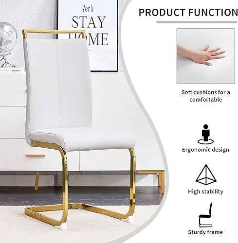 Miniatura 152 de Sillas de Comedor Modernas - Juego de 4 sillas para mesa de comedor, sillas de comedor blancas, patas cromadas plateadas para comedor, sillas de