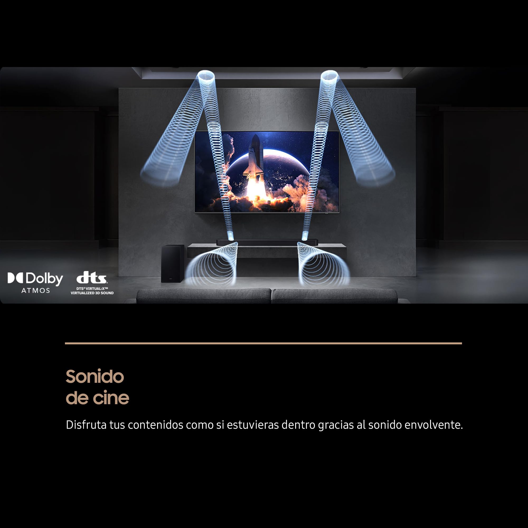 Samsung Barra de Sonido HW-Q600F/ZF - Dolby Atmos/DTS:X, Q-Symphony Gen II, 3.1.2 Canales, Sonido Inteligente y Modo Juego Pro