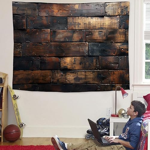 Miniatura 4 de Tapiz estético de tela de pared, tapiz decorativo de madera, retro, para oficina, fondo de habitación, para dormitorio, jardín al aire libre,