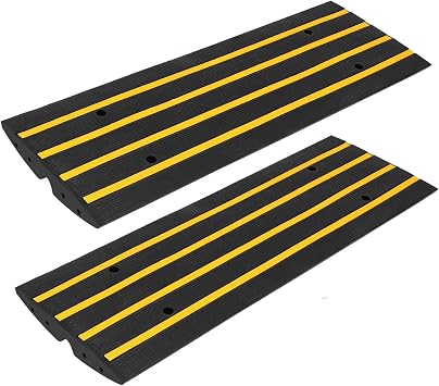 48" Driveway Ramp, 2 Pack Heavy Duty Rubber Curb Ramps for Cars, SUVs, Trucks | Low Profile Design with Water Drainage Channel | Garage & Sidewalk Transition Solution