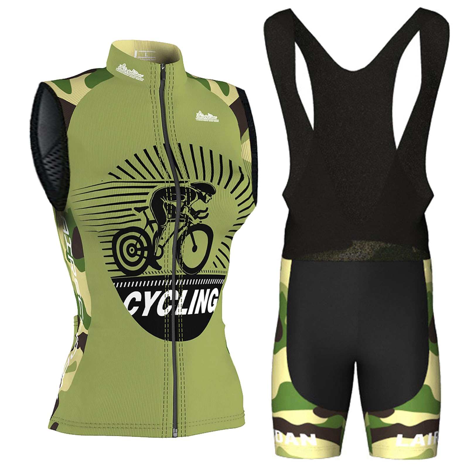 Conjunto Ropa Ciclismo Mujer Verano Traje Bici MTB,Maillot Ciclista Sin Mangas Chaleco Ciclo y Culotte Tirantes con 9D Gel Acolchado,Completa Bicicleta Jerseys Sleeveless Transpirable Secado Rápido