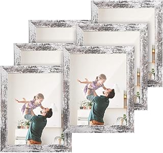 Cadres photo HOUSE DAY 20x25 cm 6 Pièces, affichage d'images Cadre en bois vintage 13x18cm avec cadre photo en bois en verre acrylique incassable pour table et affichage mural, Blanc vintage