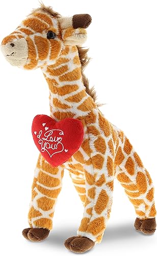 DolliBu Jirafa de peluche I Love You, lindo animal de peluche para San Valentín, aniversario, cita romántica, novio, regalo de novia, 12.5 pulgadas