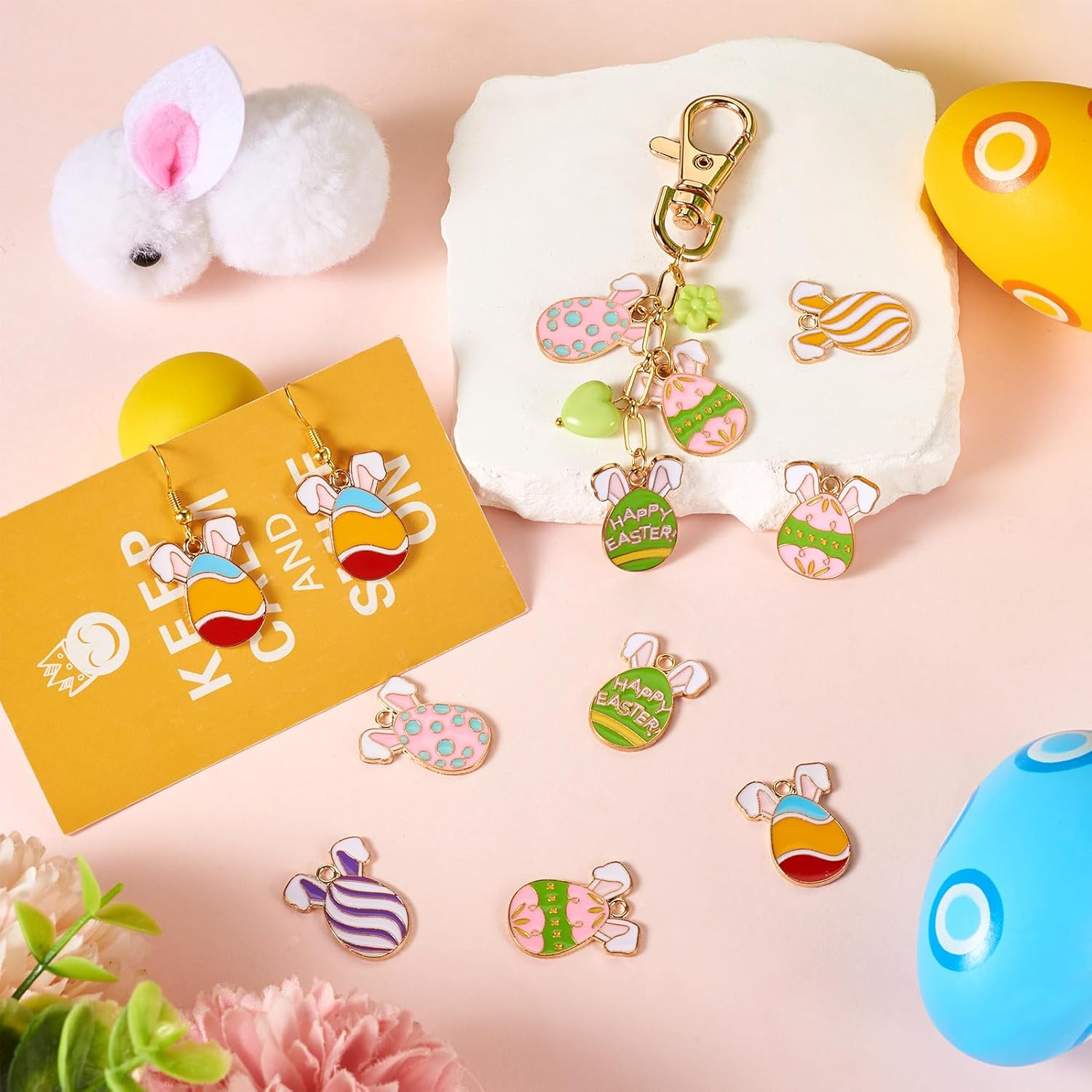 12Pcs Easter Charms Enamel Easter Egg Bunny Pendants Colorful Metal Alloy Charms 6 Styles 22x17x1.5mm for Bracelet Necklace Earring Jewelry Making - Image 3
