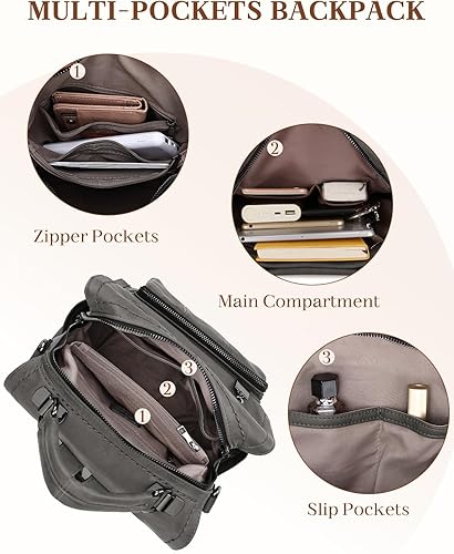 Miniatura 5 de Bolso tipo mochila para mujer, RAVUO de piel sintética, mini mochila de moda para mujer, tres formas de llevar, S