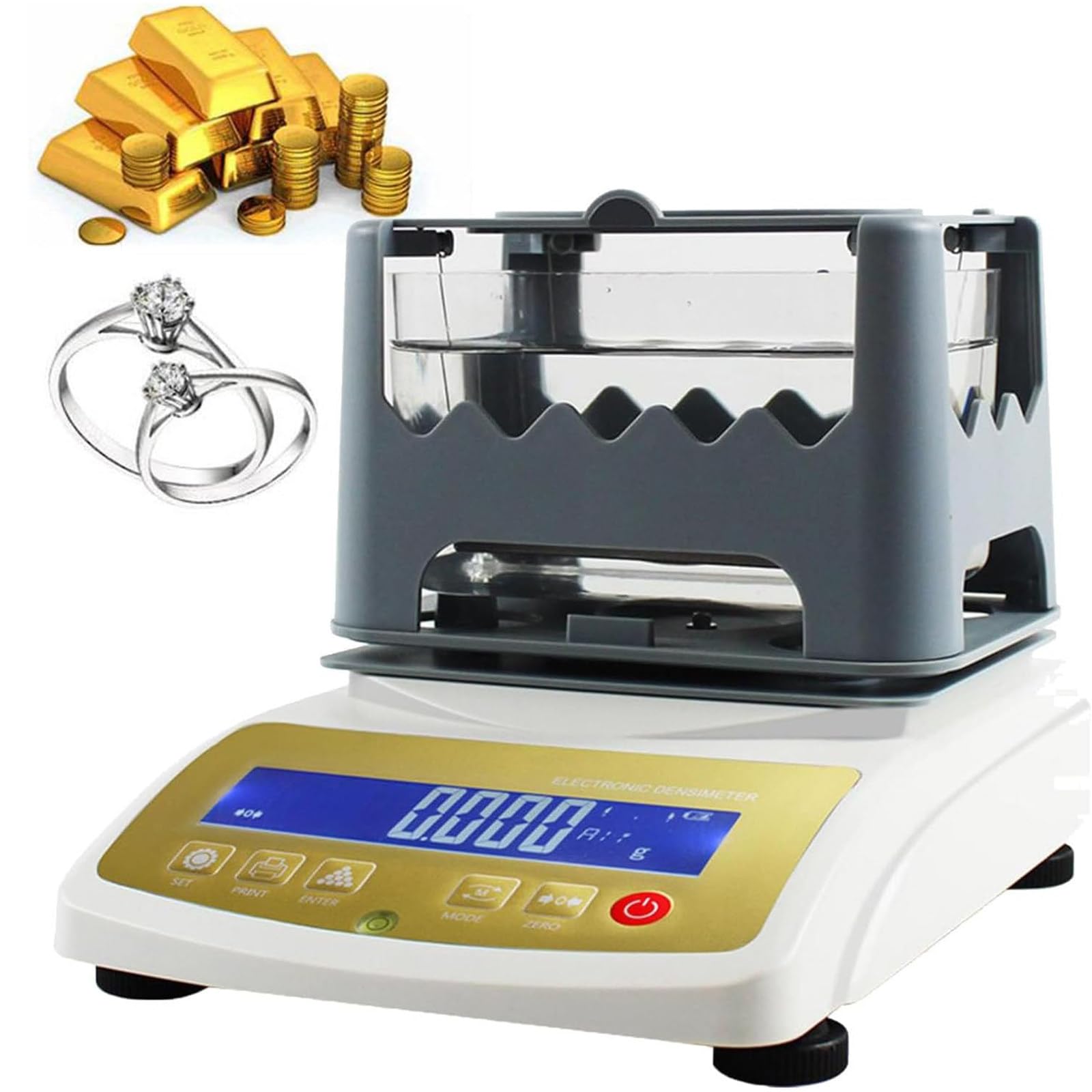 SENJINGHUA Digital Electronic Gold Purity Tester Machine,Precious Metal Authenticity Tester,Gold Purity Testing Machine,Gold Density Meter,Purity Density Meter 0.001g Resolution 1200K