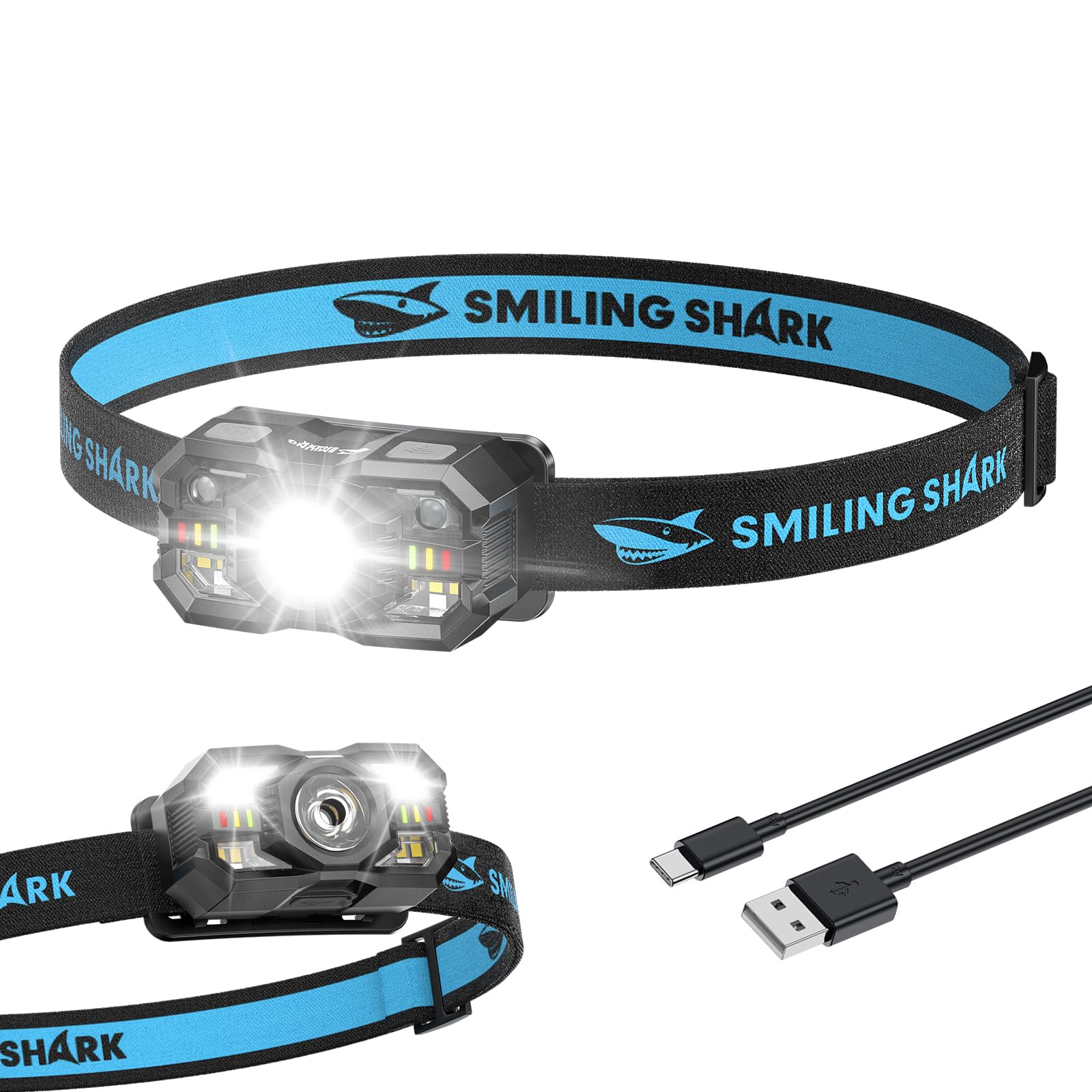 Amazon.co.jp: Smiling Shark 充電式LED ヘッドライト TD-0168, 白と赤