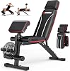 Weight Bench Foldable, Adjustable Bench press with Leg Extension, Preacher Pad, Extended Headrest, Gym Bench for Home Gym 800lbs Full Body Workouts Strength Training