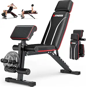 Fostoy Foldable Workout Bench, Multifunctional Leg Extension Preacher Pad