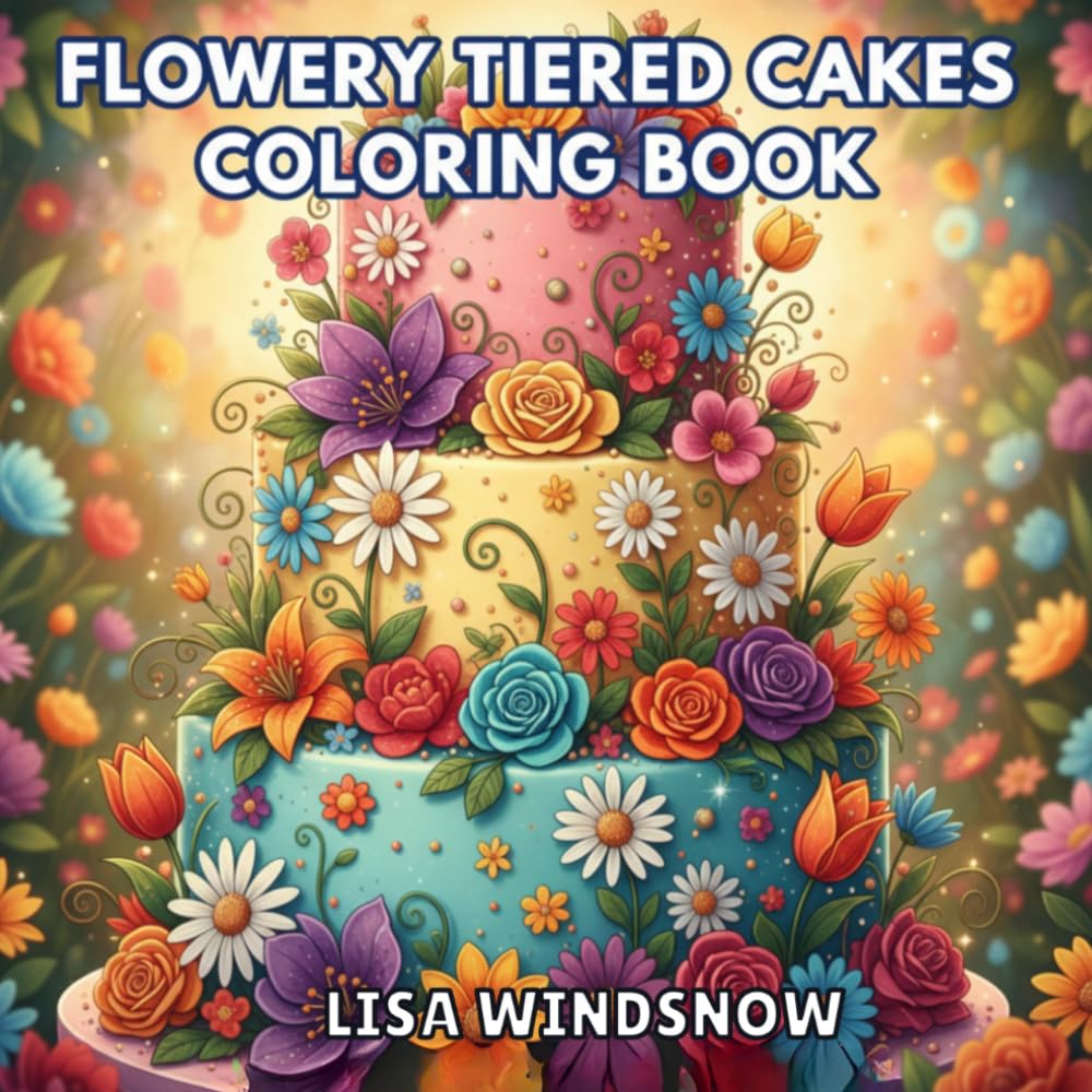 FLOWERY TIERED CAKES: COLORING BOOK