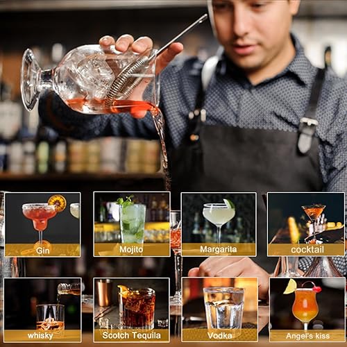Miniatura 5 de CKductpro Juego de coctelera de 21 piezas con soporte de bambú y bolsa de terciopelo, juego de herramientas de bar profesional para el hogar, bar,
