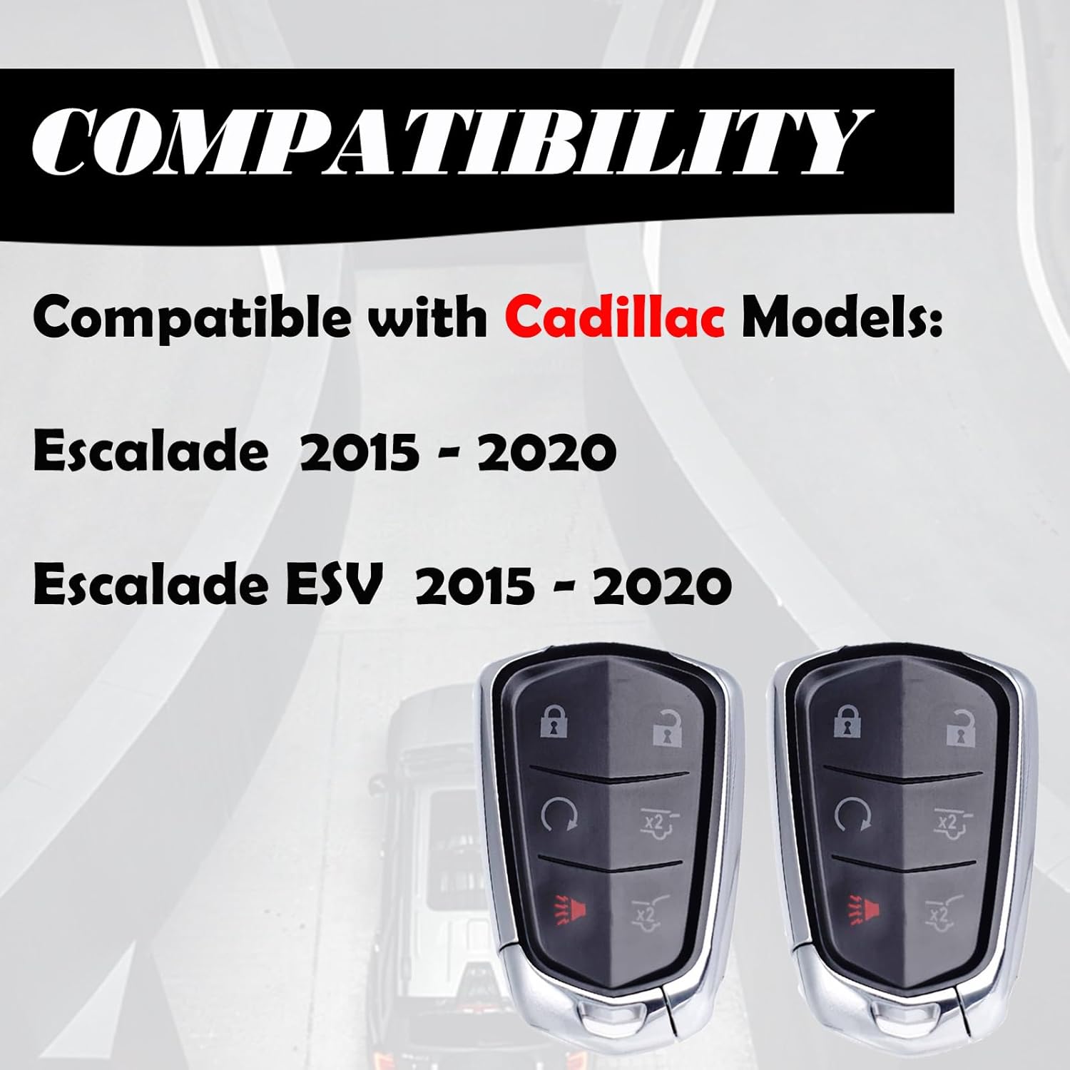 MechanMagic Key Fob Replacement Fits for Cadillac Escalade 2015 2016 2017 2018 2019 2020 Escalade ESV 2015-2020 Push Start Button Proximity Smart Keyless Entry Remote Control HYQ2AB 315 Mhz Set of 2