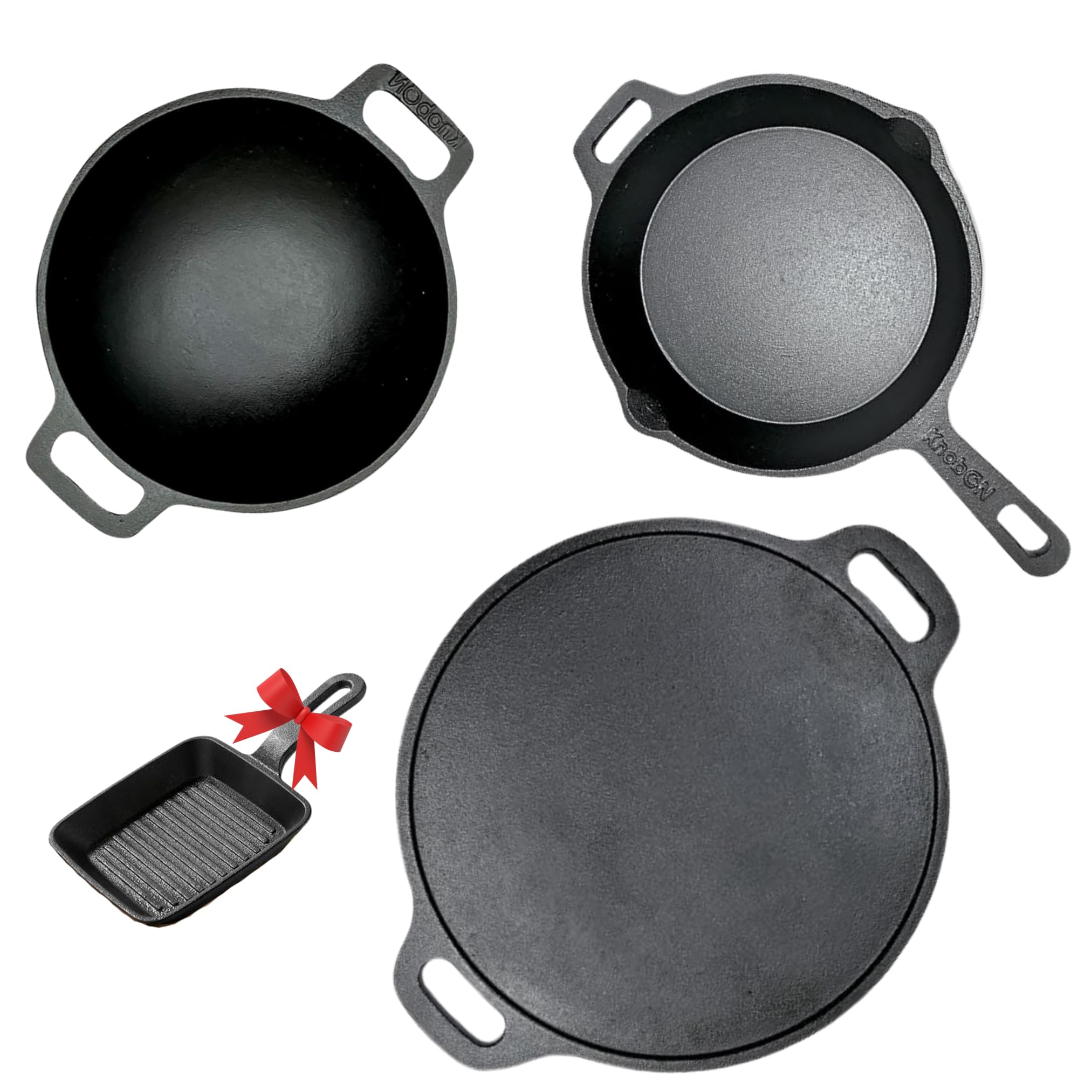 KNOBON Cast Iron Cookware Set - Dosa Tawa & More -3 KNOBON Cast Iron Cookware Set - Dosa Tawa & More -3