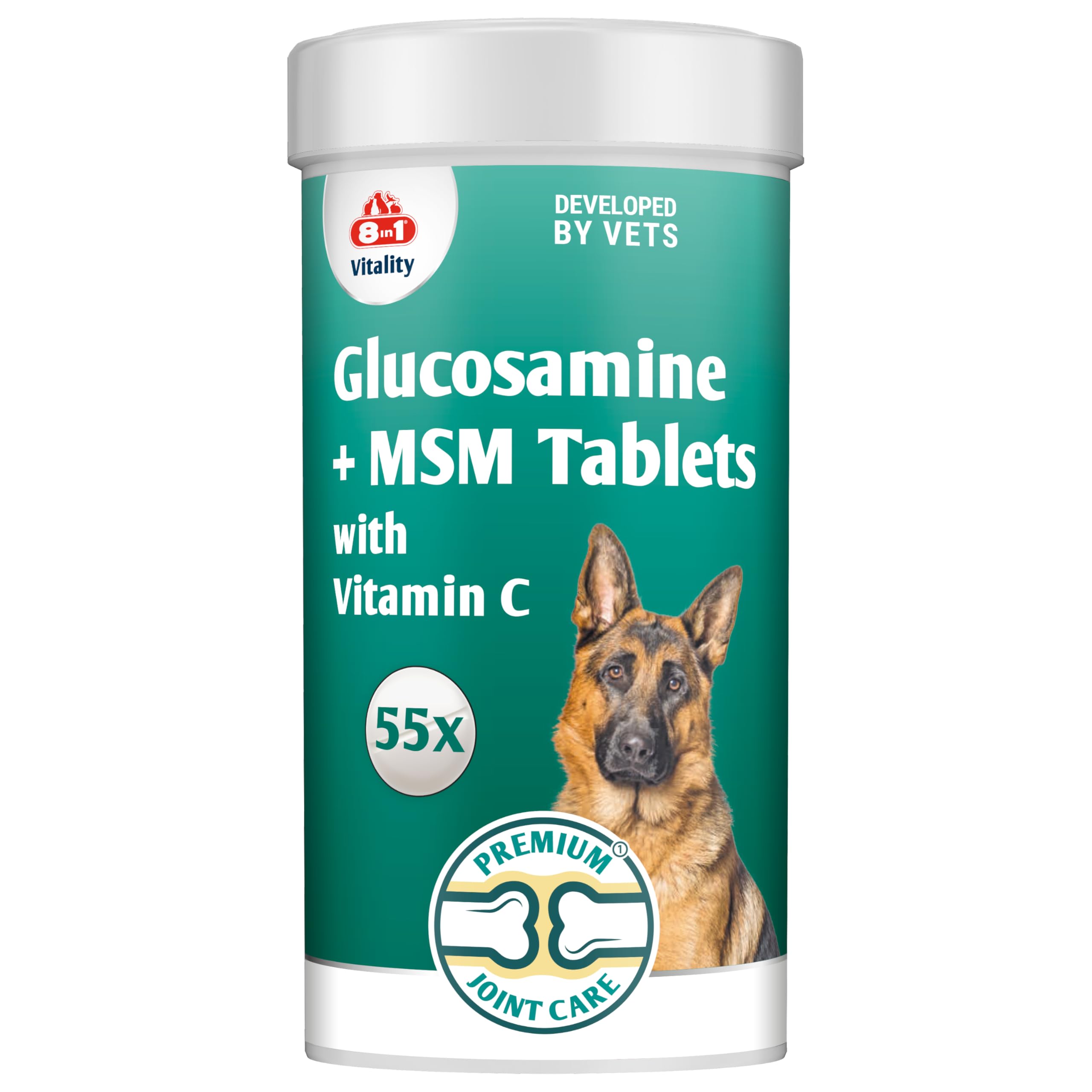 Glucosamine and MSM Dog Nutritional Supplement - Joint Care - 55 tablets - for stiff joints and healthy collagen growth