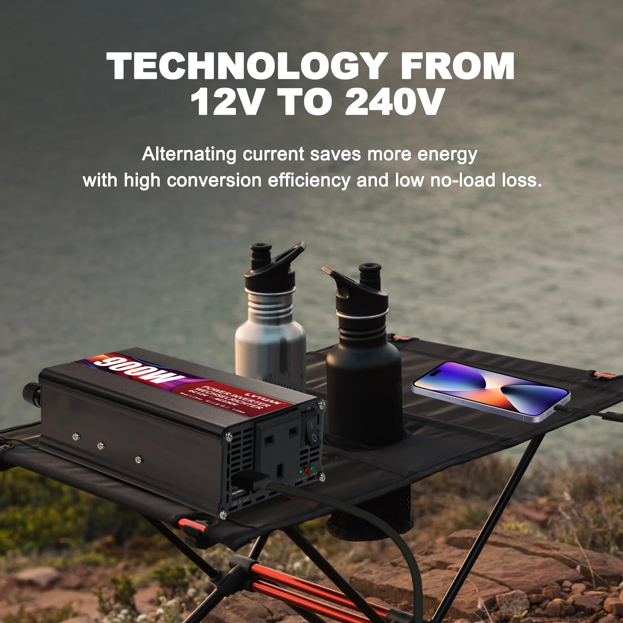 LVYUAN Inverter di potenza 12 V, 900 W