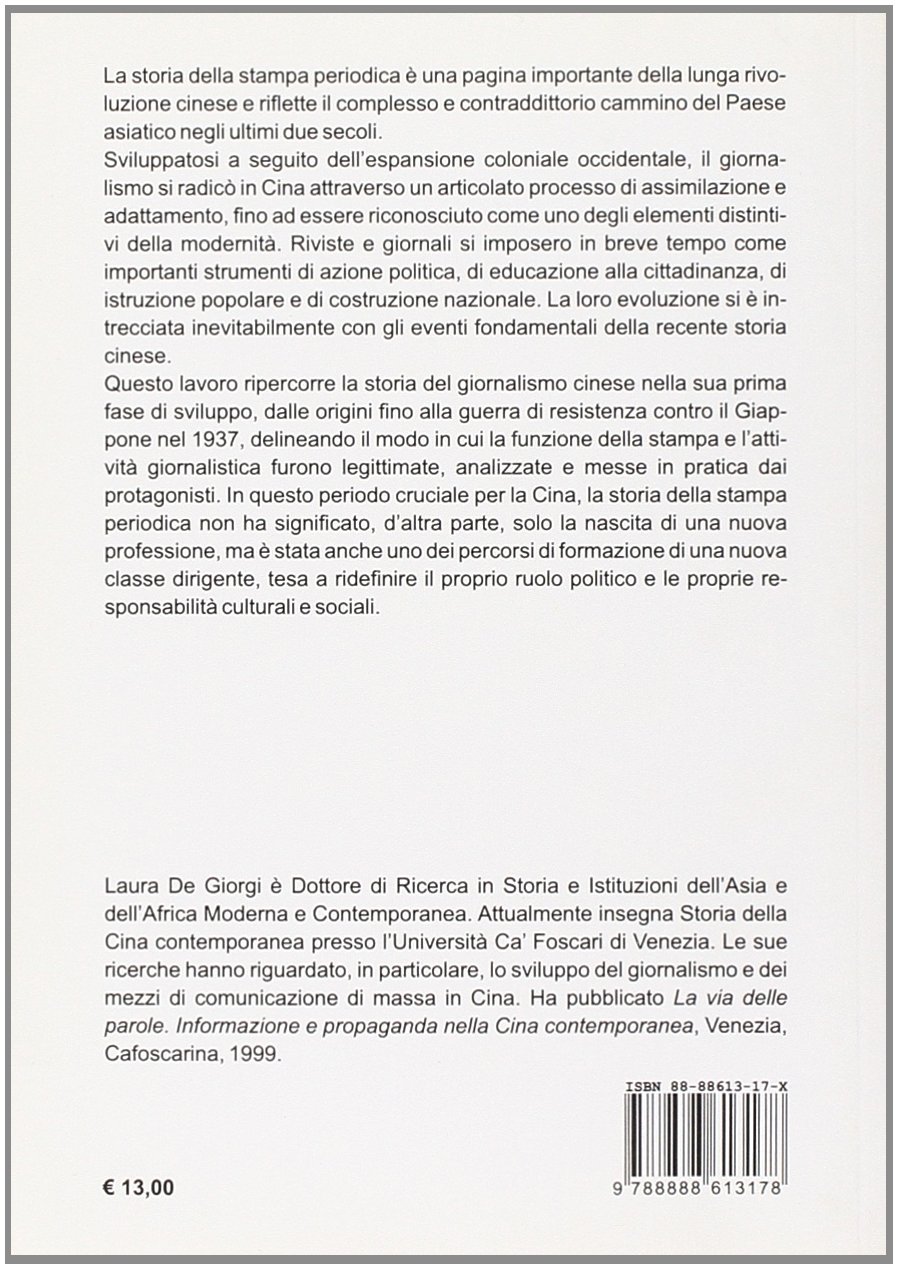 La rivoluzione d'inchiostro. Lineamenti di storia del giornalismo cinese 1815-1937