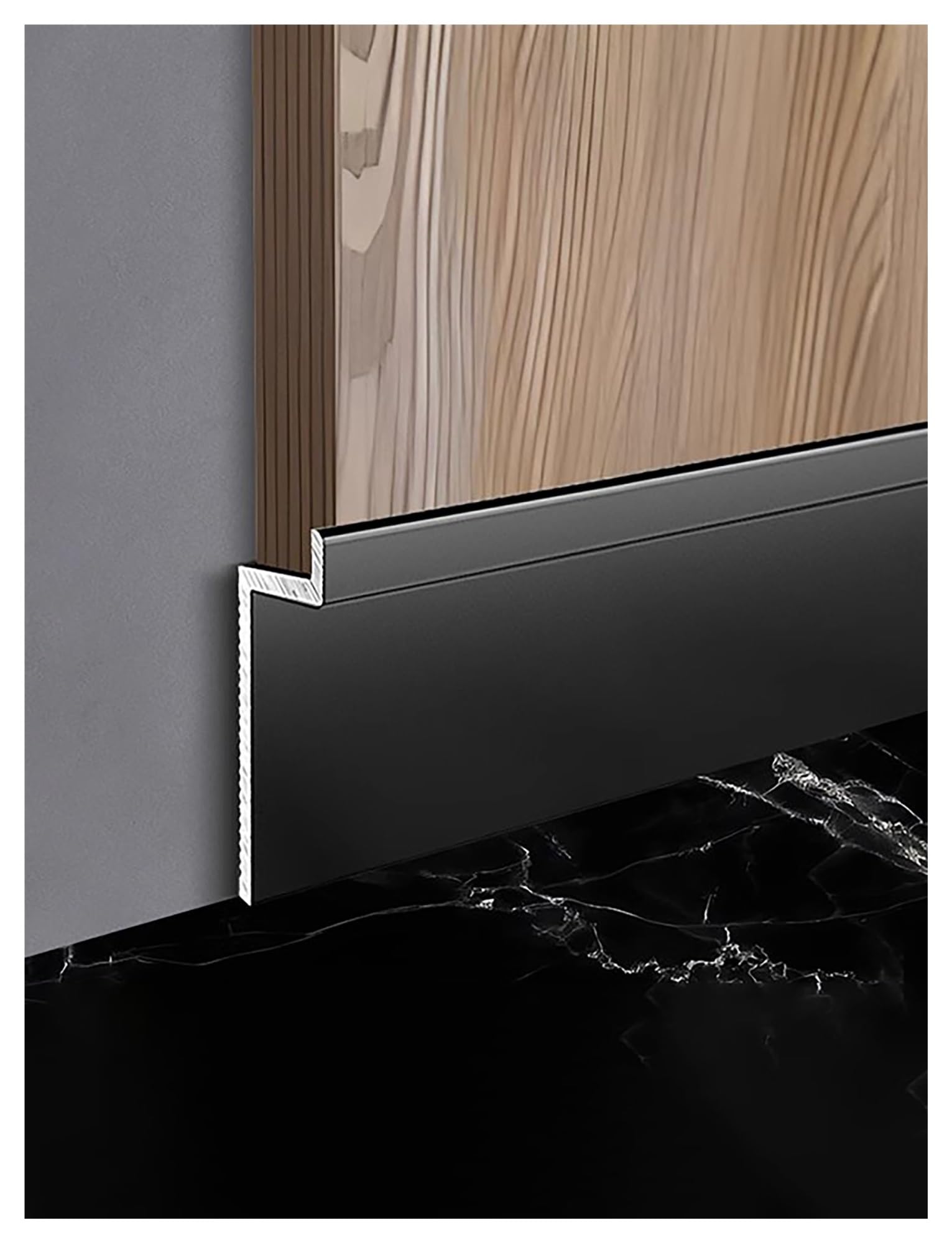 Battiscopa da incasso in alluminio ultra sottile, rivestimento invisibile, set completo con angoli, battiscopa da incasso facile da installare