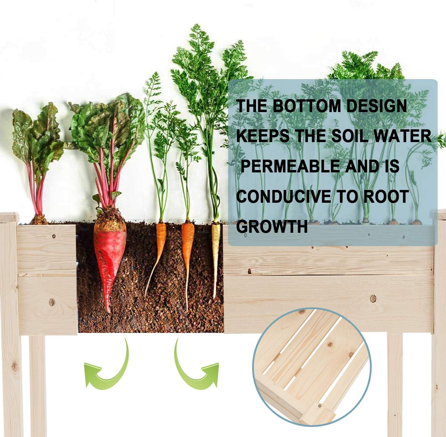 4FT Raised Garden Bed Elevated Wood Planter Box Stand for Backyard, Patio Planters Boxes Kit Flower Plant Grow Box Herb Garden Elevated Garden Bed Outdoor Indoor Patio Greenhouse