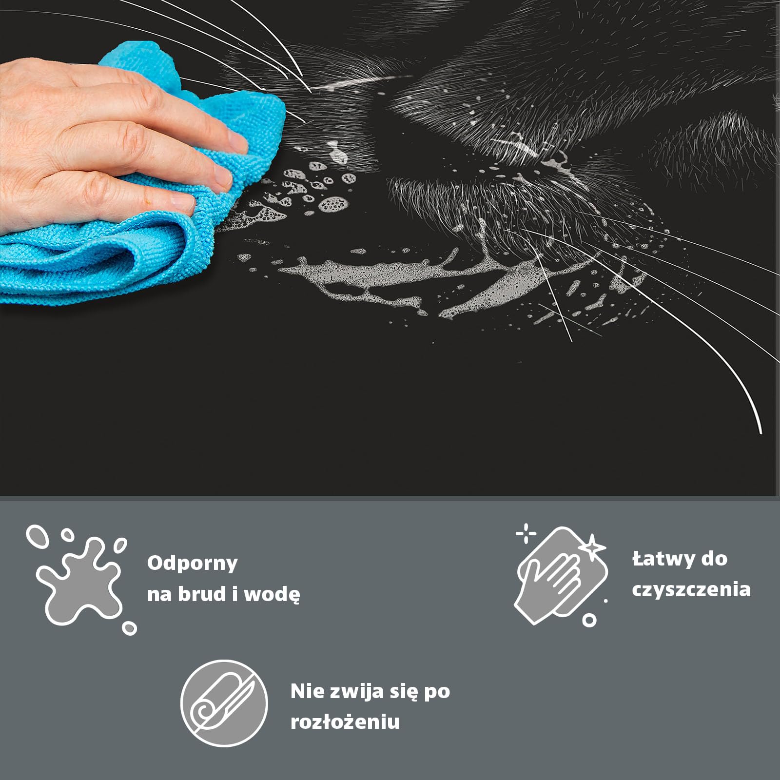 Copertura Tappetino Piano Induzione 30x52 cm Cucina Coprifornelli Protezione per Piano Induzione - nero - gatto