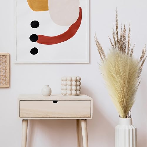 Miniatura 2 de MISNODE 5 ramas de hierba de las pampas artificiales, tallos de hierba pomposa sintética de 17 pulgadas, tallos decorativos de junco seco para boda,