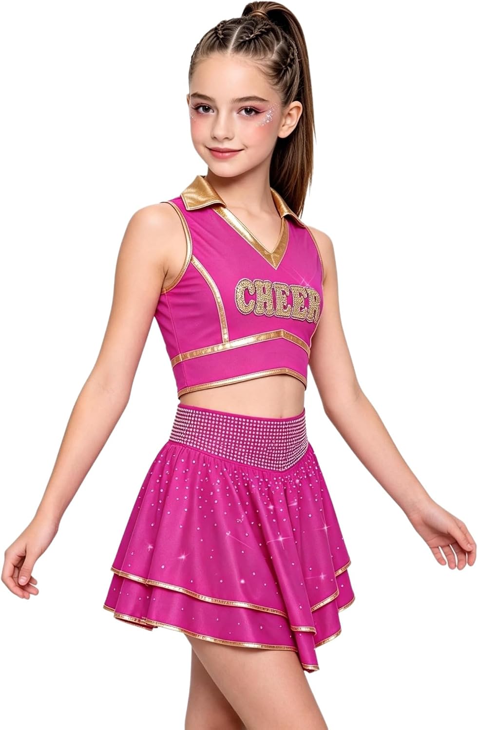 TiaoBug Girls School Cheer Uniform for Halloween Dress Up