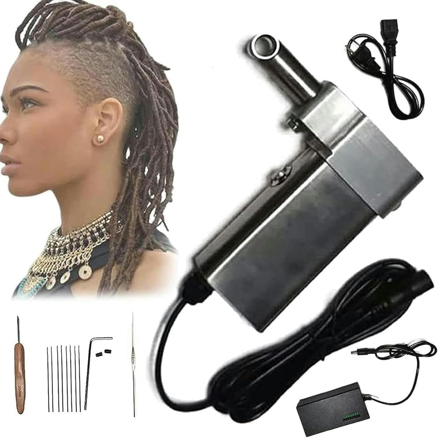 Máquina para rastas instantáneas que elimina el trenzado manual con ganchillo eléctrico