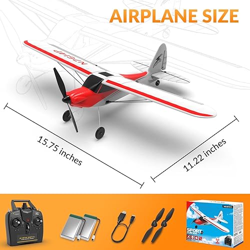 Miniatura 6 de VOLANTEXRC Avión RC Trainer Sport Cub 4CH Avión de control remoto con protector de utilería, estabilizador de giroscopio de 6 ejes y 3 modos
