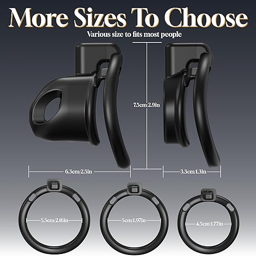 Miniatura 5 de Jaula de castidad masculina, juguete sexual para hombres, dispositivo de castidad de 2 estilos con anillo de 3 tamaños y bloqueo invisible para