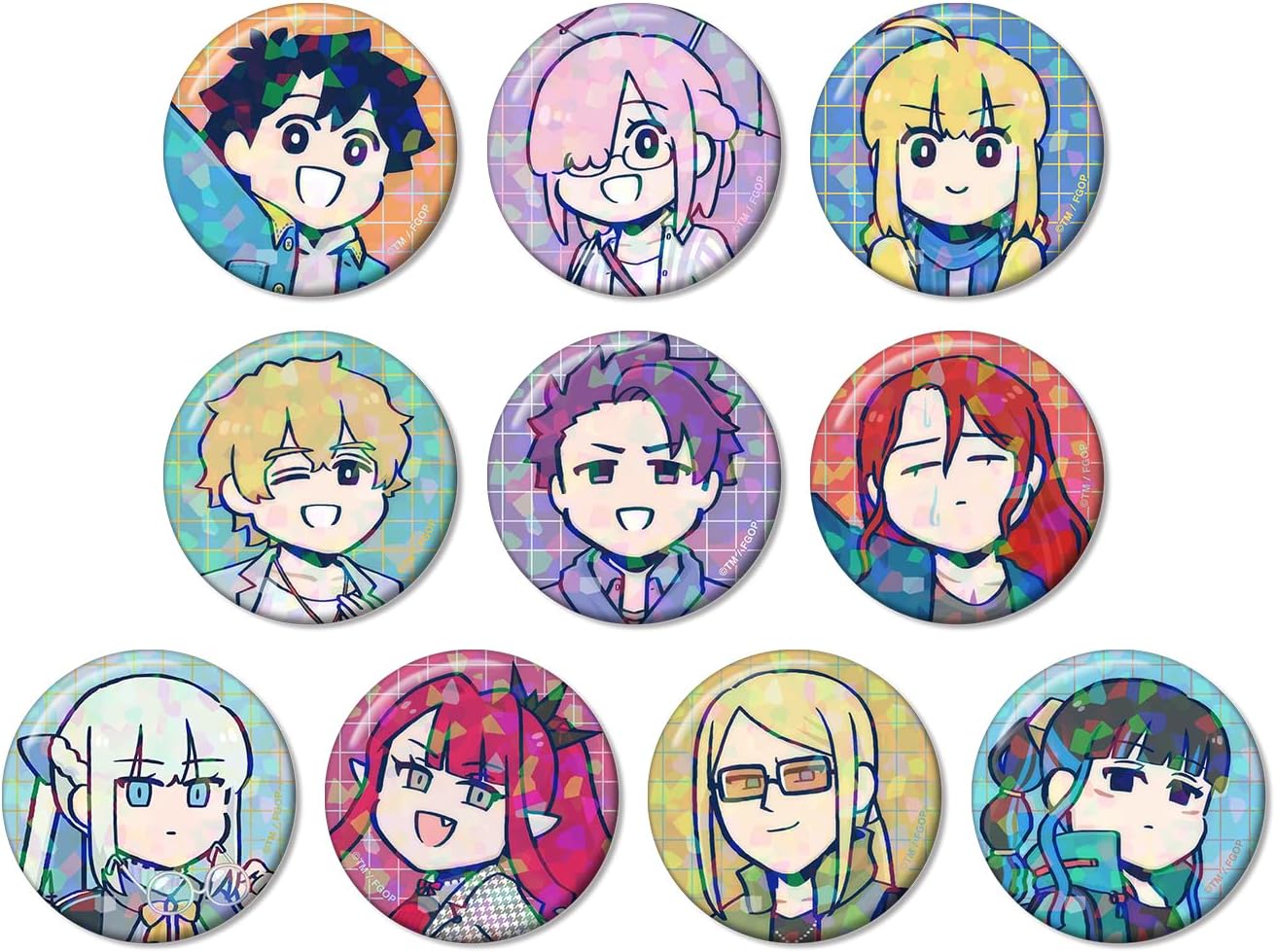 Anime Fate/Grand Order Tachika Fujimaru No Wake", Illustrated by Tsuchieda Sensei Ver., Trading Hologram Tin Badges Box of 10