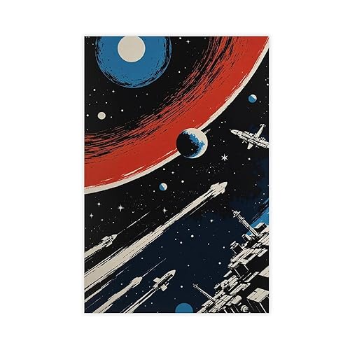 Poster su tela, stile retrò, avventura spaziale, fantascienza, decorazione per