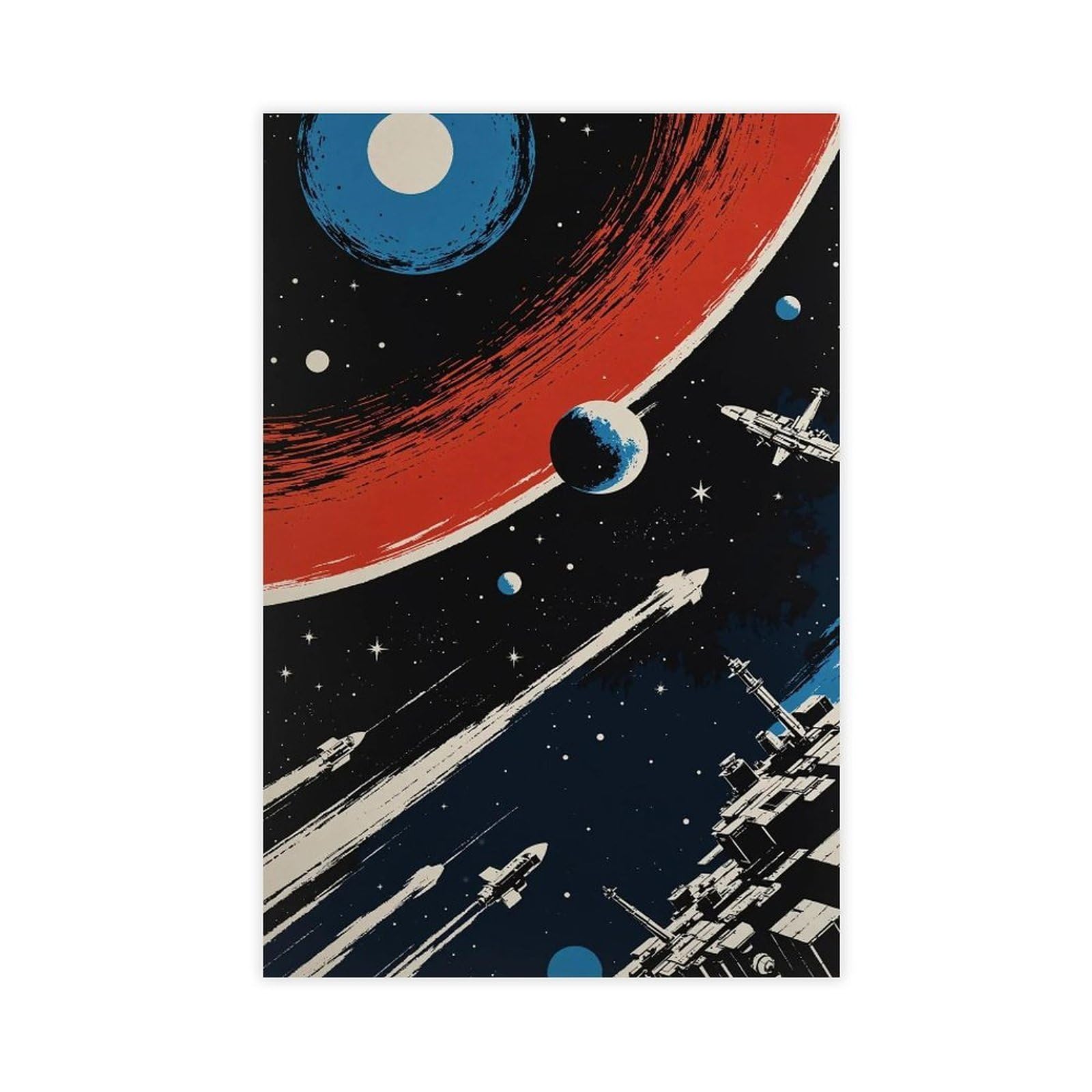 Poster su tela, stile retrò, avventura spaziale, fantascienza, decorazione per camera da letto, ufficio, stanza, regalo, 60 x 90 cm