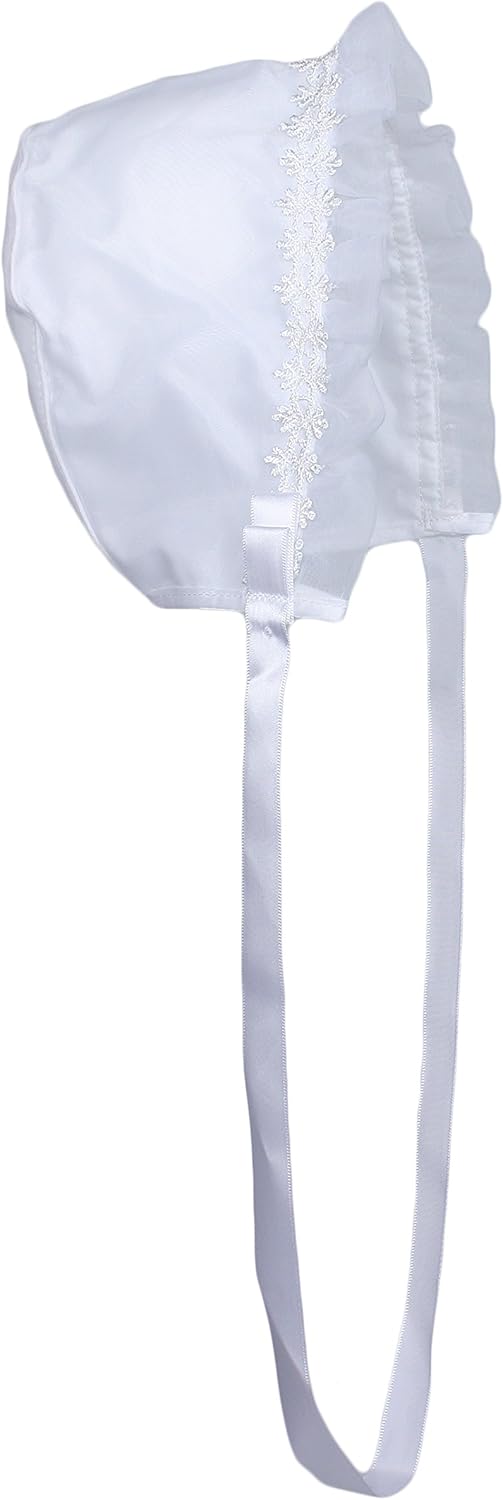 Girls' White Organza Overlay Gown with Sheer Flowers