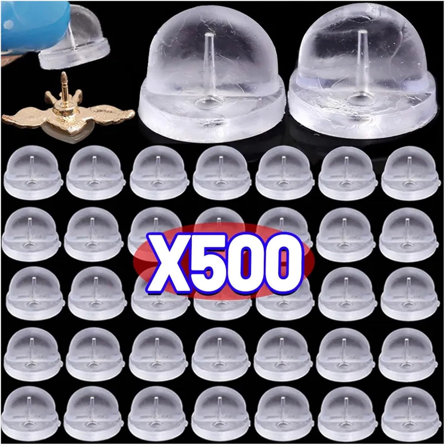 Rubber Backs for Pins 500pcs Transparent Rubber Lapel Pin Safety Backs for DIY Brooch Tie Hat Badge Insignia Jewelry Making Supplies