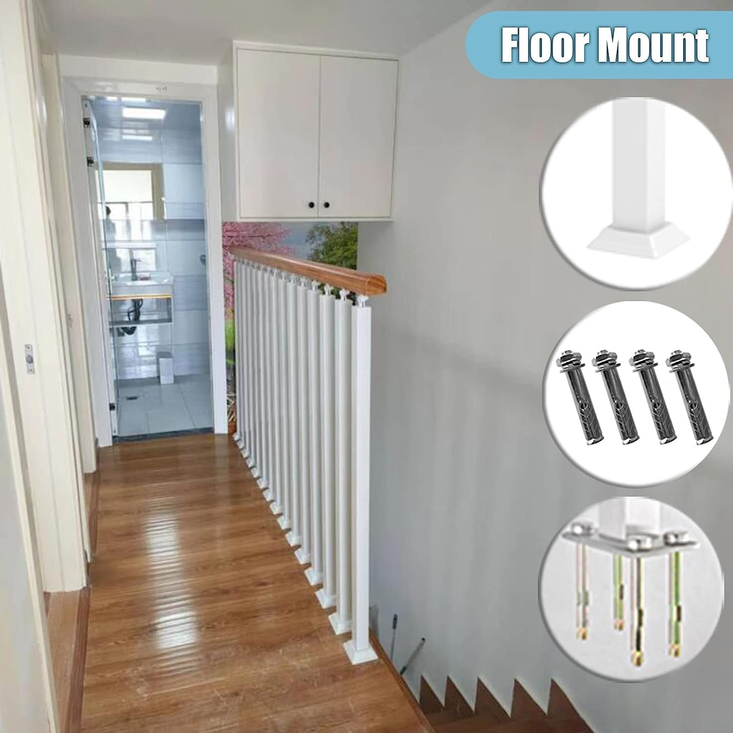 Kwadratowe metalowe balustrady na pokłady, werandy i korytarze, kolumna ochronna 120 cm do użytku wewnątrz i na zewnątrz, 1 sztuka, stylowy design