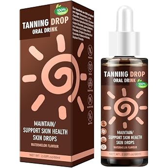 60 ml Tanning Drops for Drinking - Self Tanning & Tanning Drops for Natural Tan without Sun Tanning Oil Serum for Face & Body Gentle Tanning for Men & Women