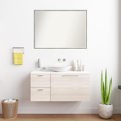 Miniatura 5 de Amanti Art Silver Bathroom Mirror for Over Sink, 27x37 Custom Made Lucie Silver White Rectangle Vanity Mirror, Large Modern Wood Frame, Hangs