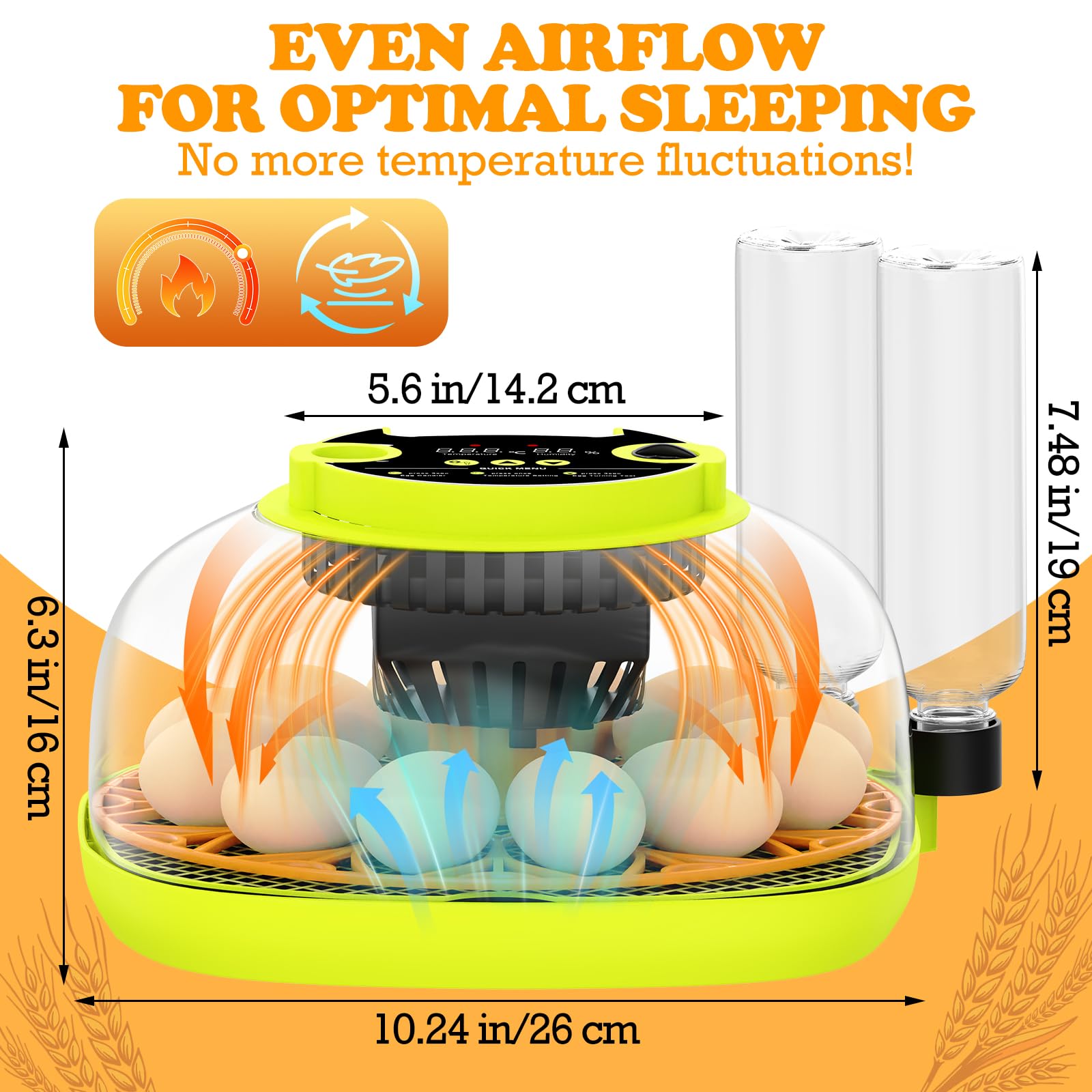 Incubadora de 12 huevos totalmente automática, incubadora de gallinas con suministro de agua automático y volteador de huevos automático, control de humedad, examinador de huevos para gallinas, patos